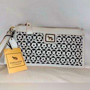 Emma Fox clutch, wristlet, white, leather